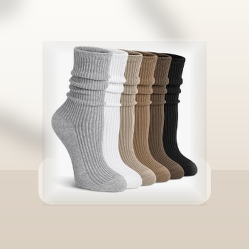 Pinvessa Slouchy Ribbed Crew Socks