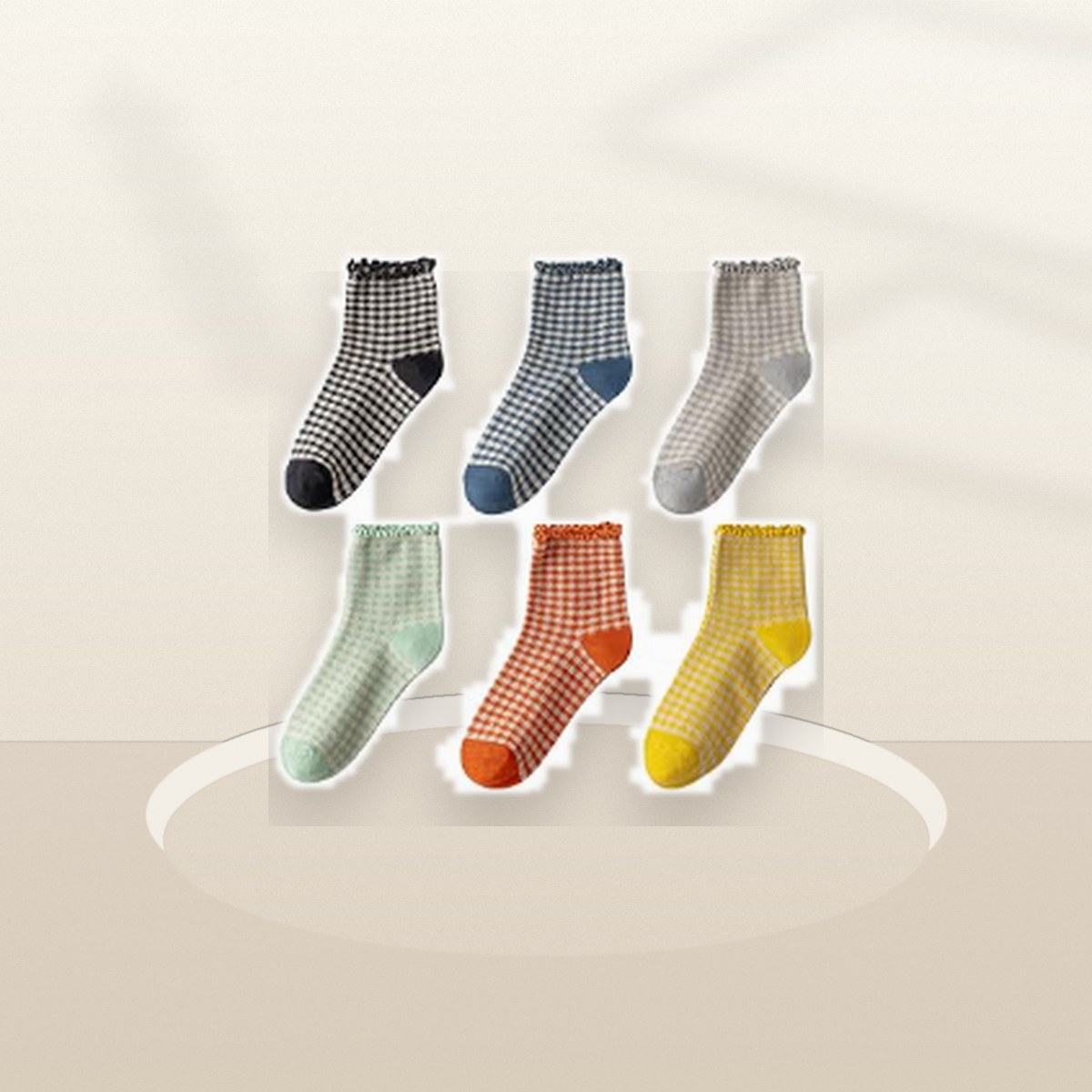Pinvessa Colorful Ruffle Crew Socks