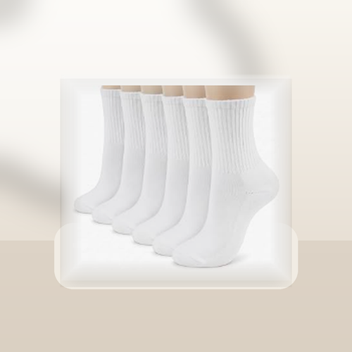 Pinvessa White Athletic Crew Socks