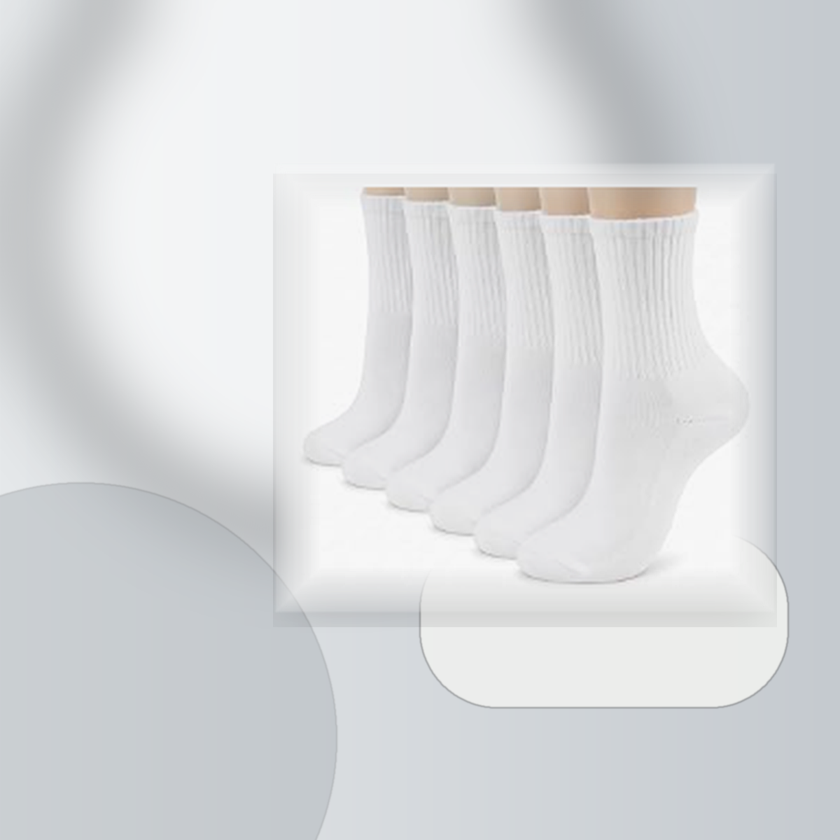 Pinvessa White Athletic Crew Socks