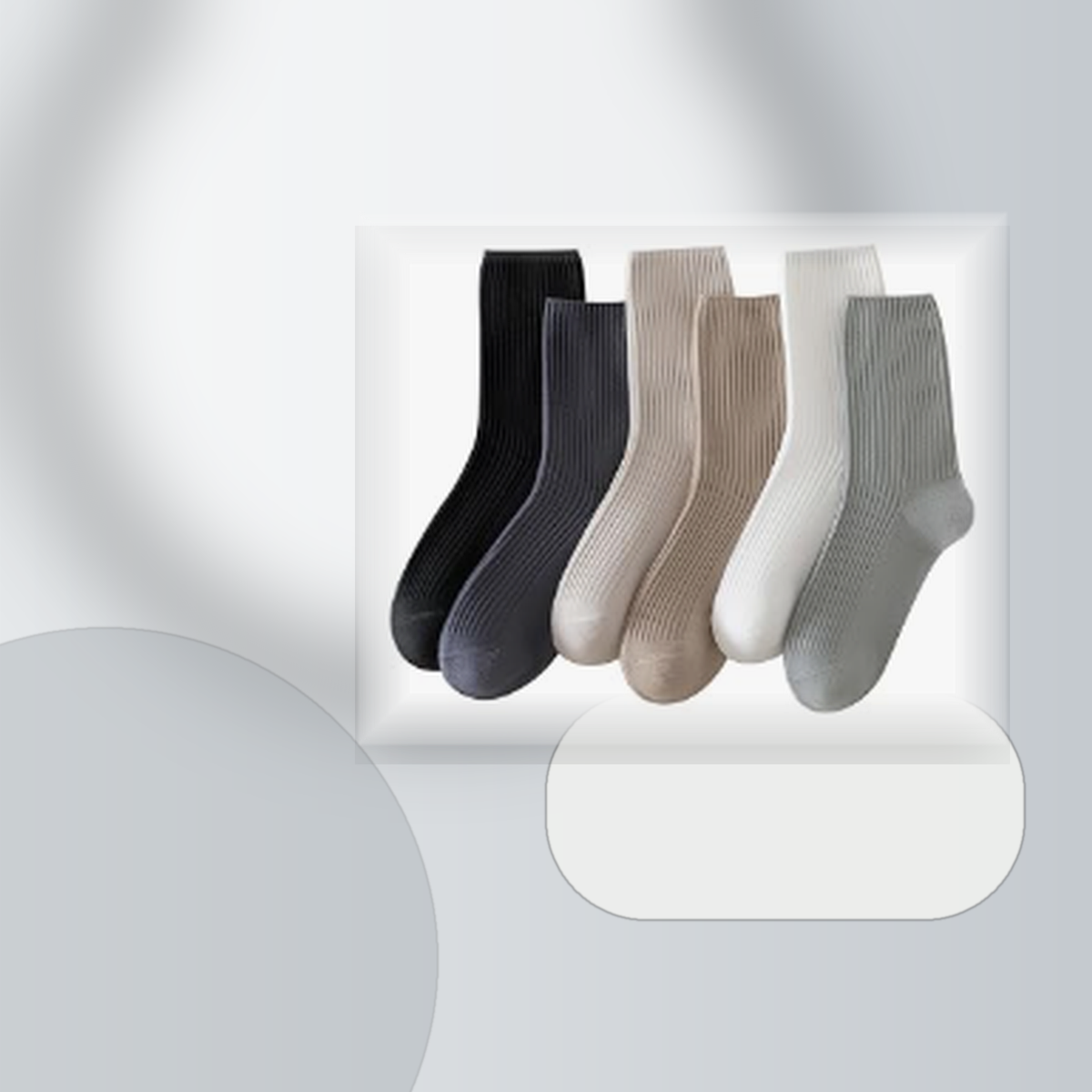 Pinvessa Neutral Casual Crew Socks