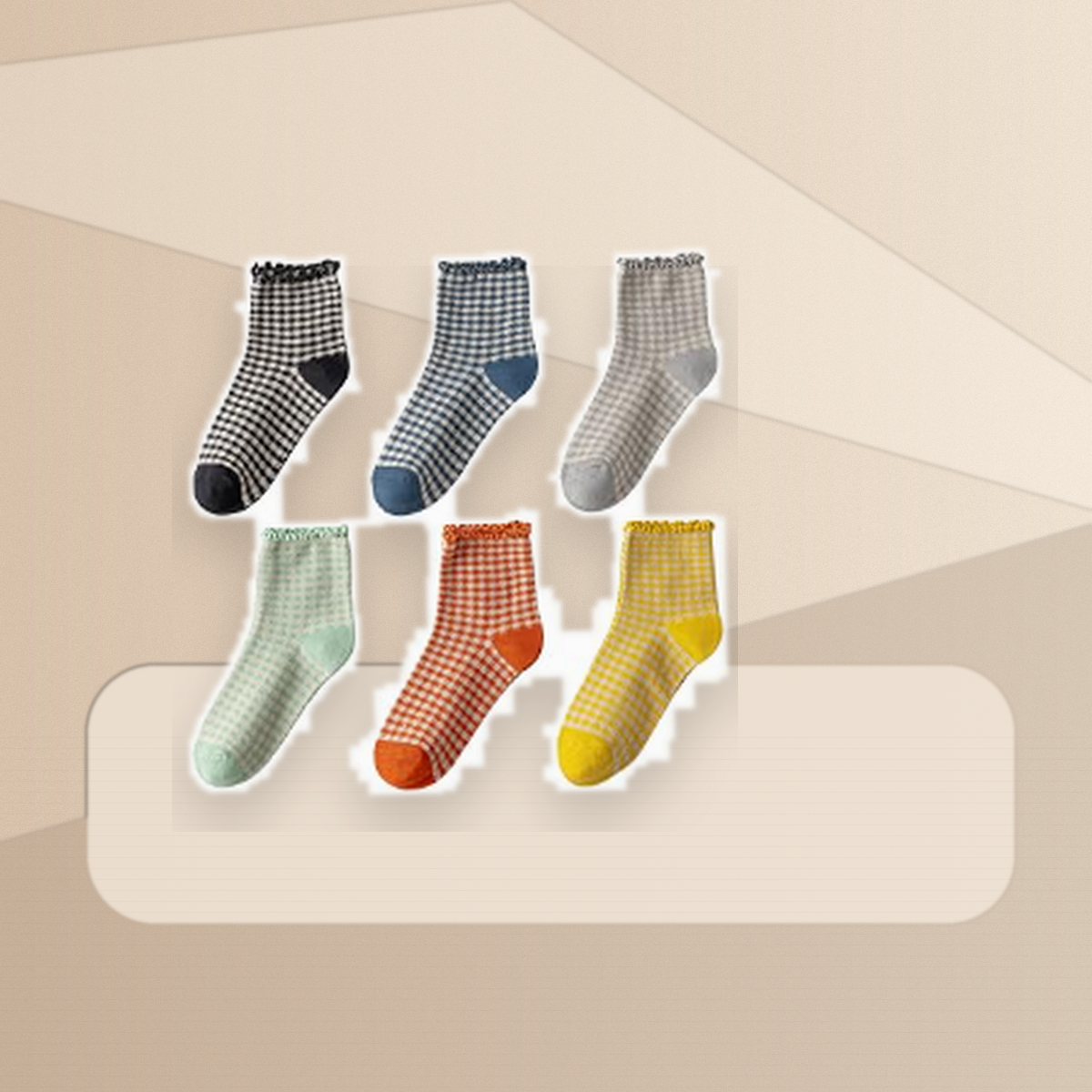 Pinvessa Colorful Ruffle Crew Socks