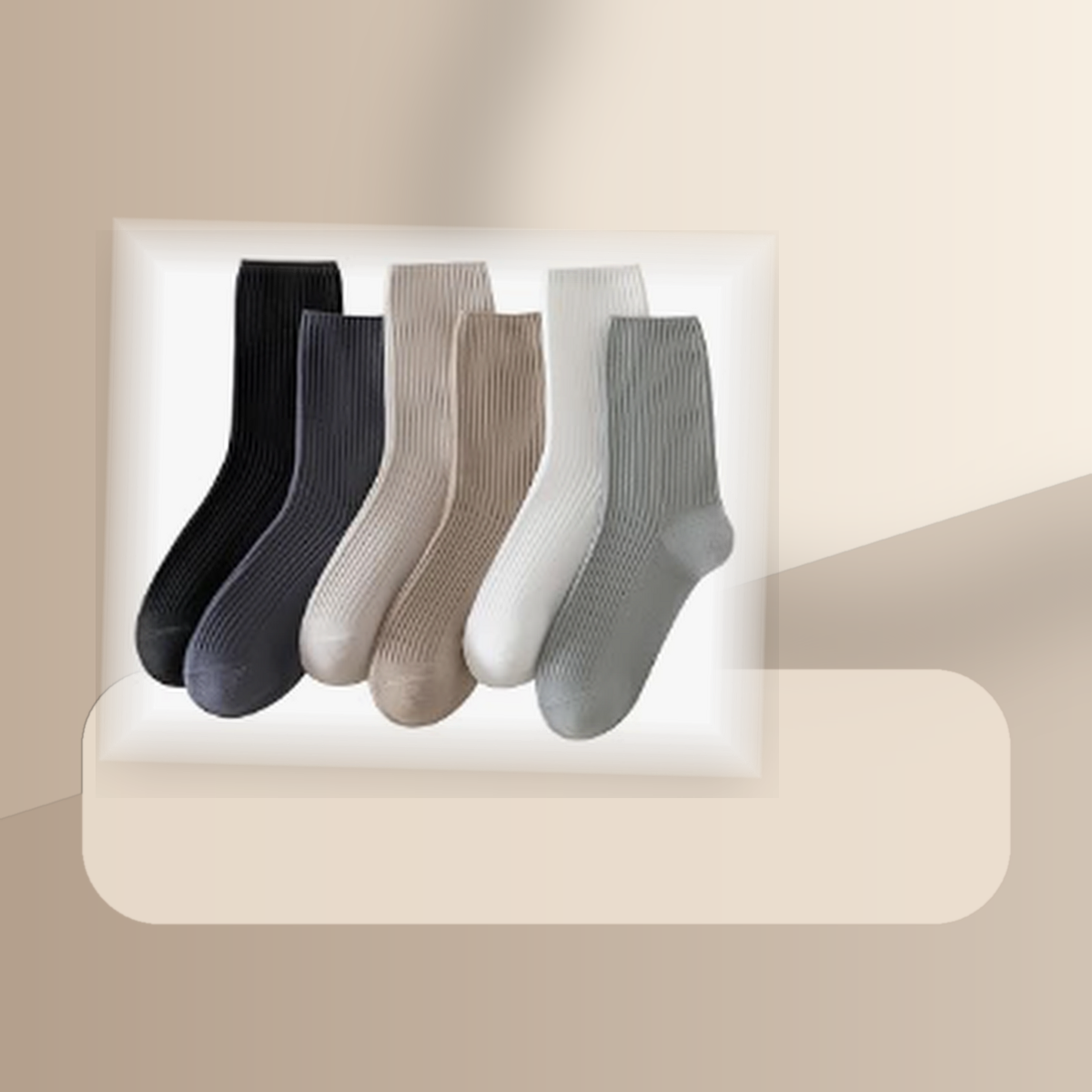 Pinvessa Neutral Casual Crew Socks
