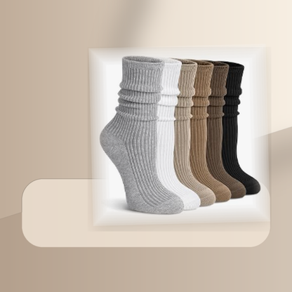 Pinvessa Slouchy Ribbed Crew Socks