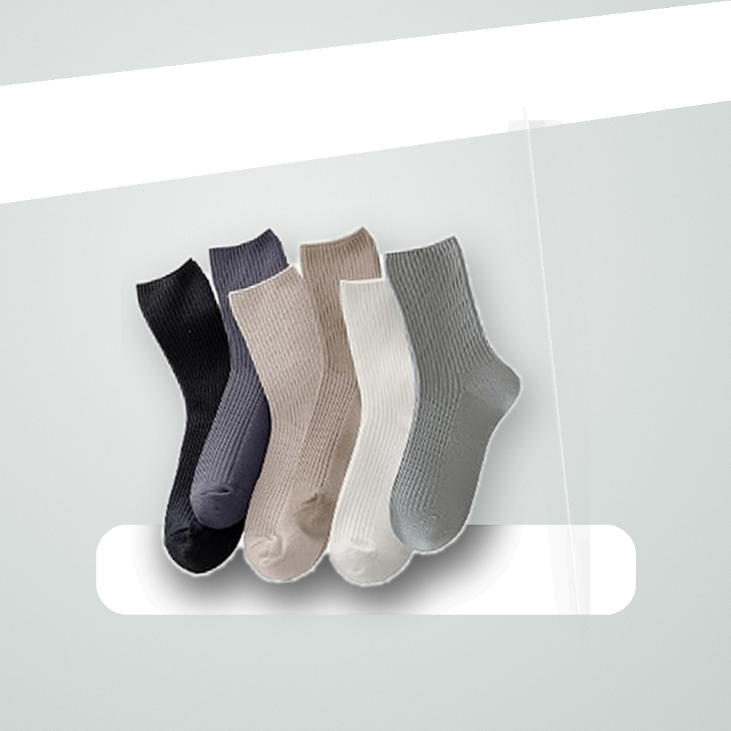 Pinvessa Neutral Casual Crew Socks