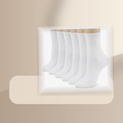 Pinvessa White Athletic Crew Socks