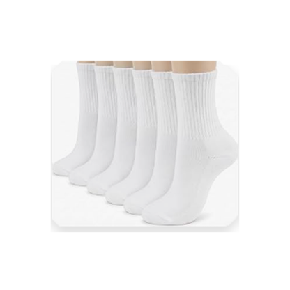 Pinvessa White Athletic Crew Socks